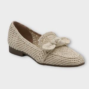 Charles David Finite Womens 8.5 M Ivory Raffia Woven Loafers Flats